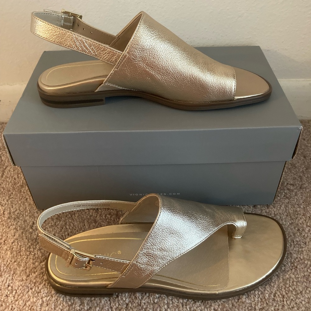 Vionic Gold Leather Ella Sandal